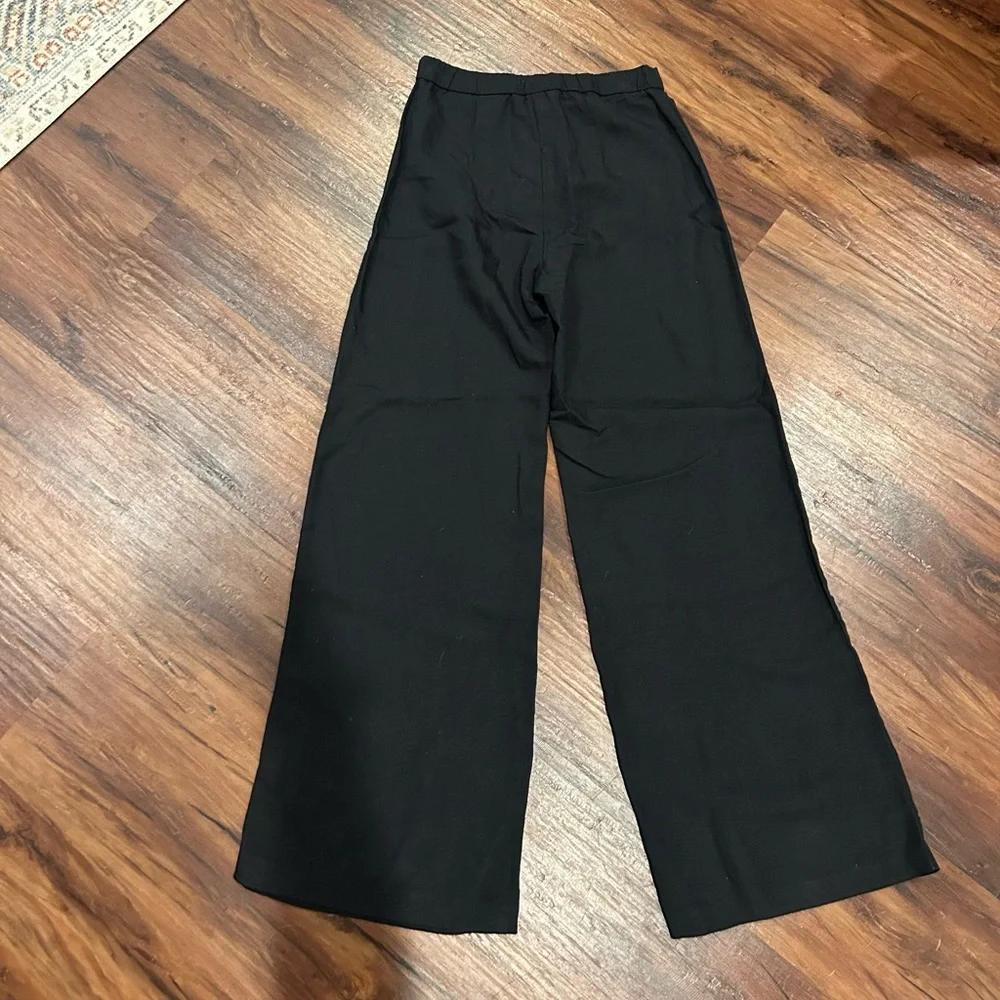 H&M Women’s Linen Blend Black Wide-Leg Pants - Picture 2 of 4